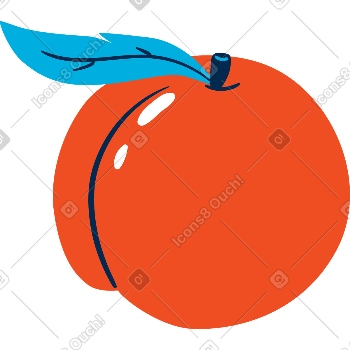 Pfirsich-Illustration im Flame-Stil als Download in PNG, SVG