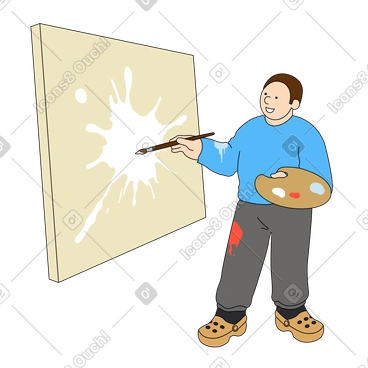 Junger mann malt ein bild auf leinwand PNG, SVG