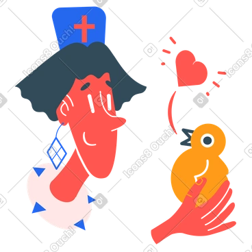 Vet taking care of a chick PNG, SVG