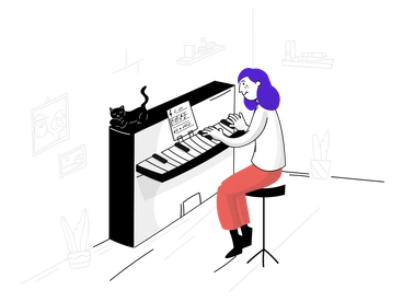 Jouer du piano PNG, SVG