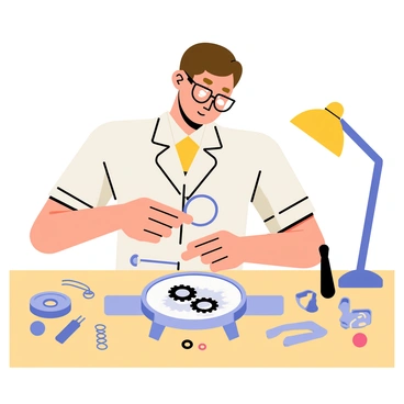 A watchmaker delicately adjusting the tiny components of a watch
