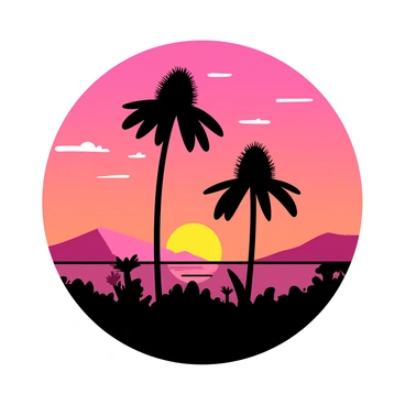 A black silhouette of an echinacea flower stands prominently in the foreground. The flower's distinct petals and cone-shaped center are clearly defined against a vibrant sunset. The sky is filled with shades of orange and pink, blending seamlessly as the sun sets on the horizon. Soft wisps of clouds catch the colors of the sunset, adding depth to the scene. The overall composition emphasizes the stark contrast between the dark flower and the radiant backdrop.