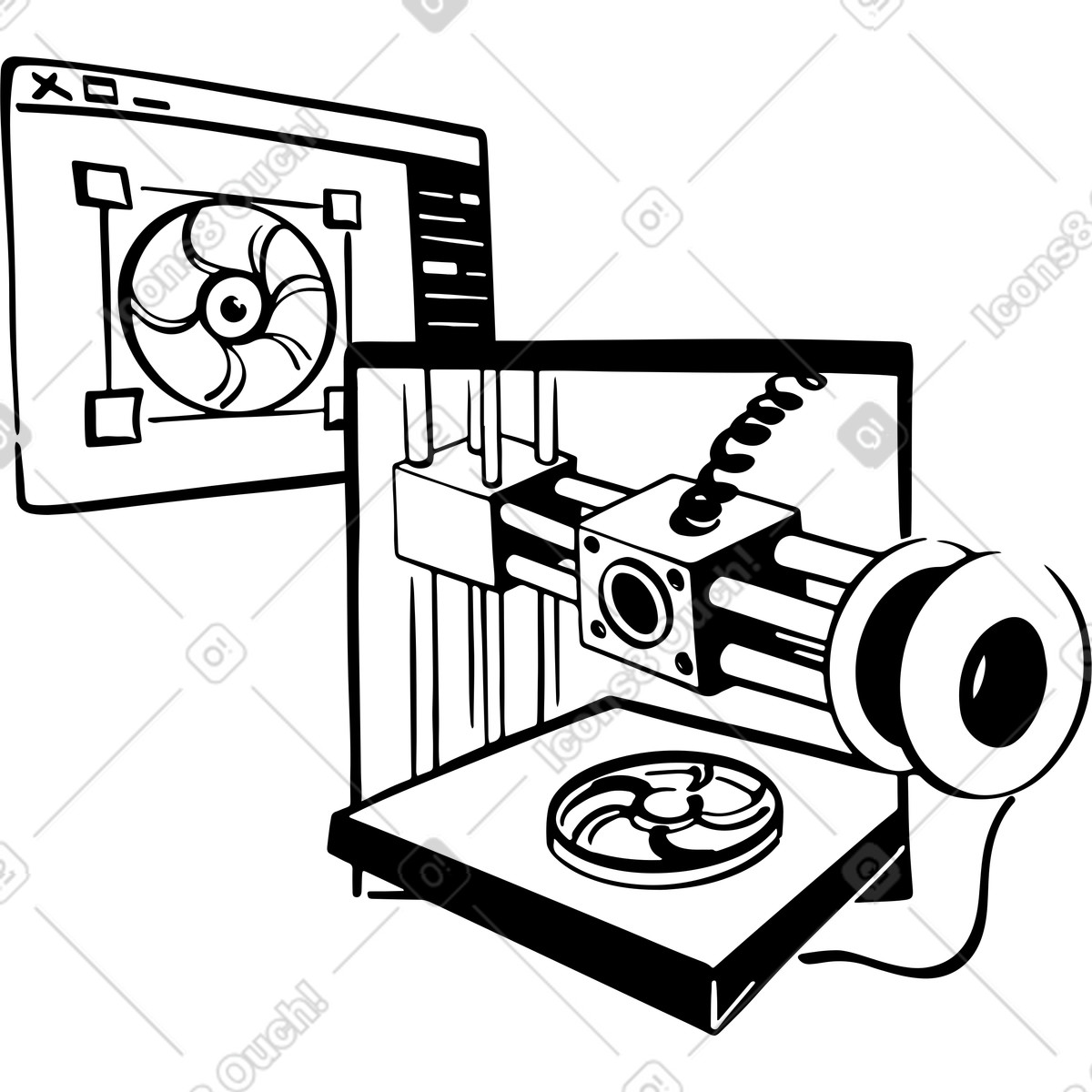 3d printing program illustration in Line style download in PNG, SVG