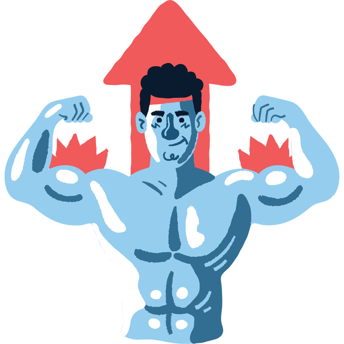 Strong man flexing his muscles illustrazione in stile Cherry scarica in PNG, SVG