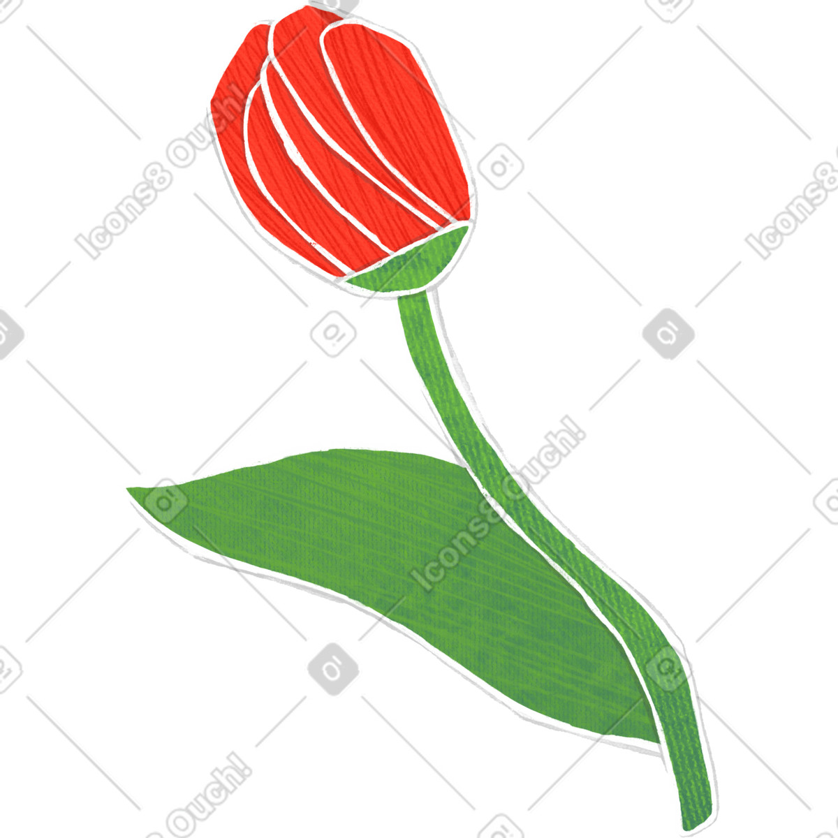 Crafty スタイルの Unopened red flower on a long stalk のイラストをPNG、SVG形式でダウンロード