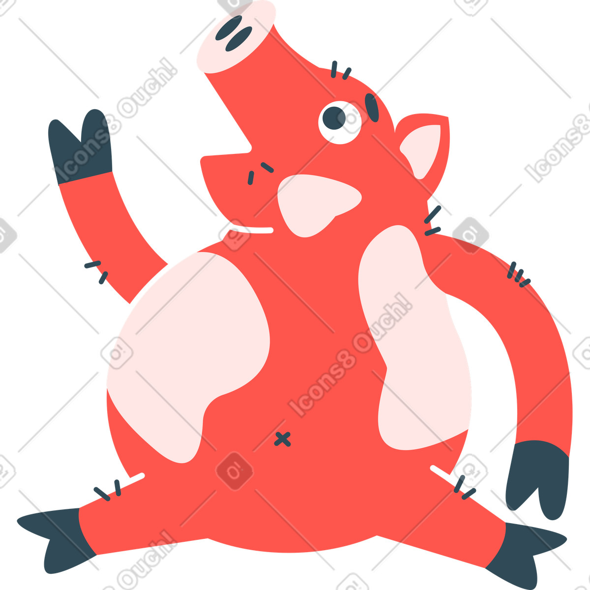 Ilustración Cerdo en estilo Kingdom a descargar en PNG y SVG