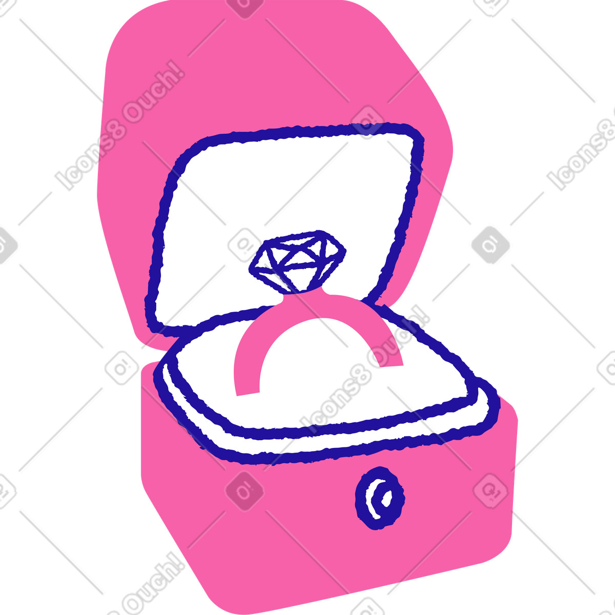 Box with engagement ring illustration in Whimsy style download in PNG, SVG