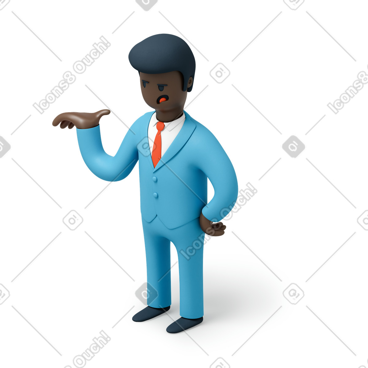 Uomo nero arrabbiato con la mano alzata illustrazione in stile 3D Flame scarica in PNG, SVG
