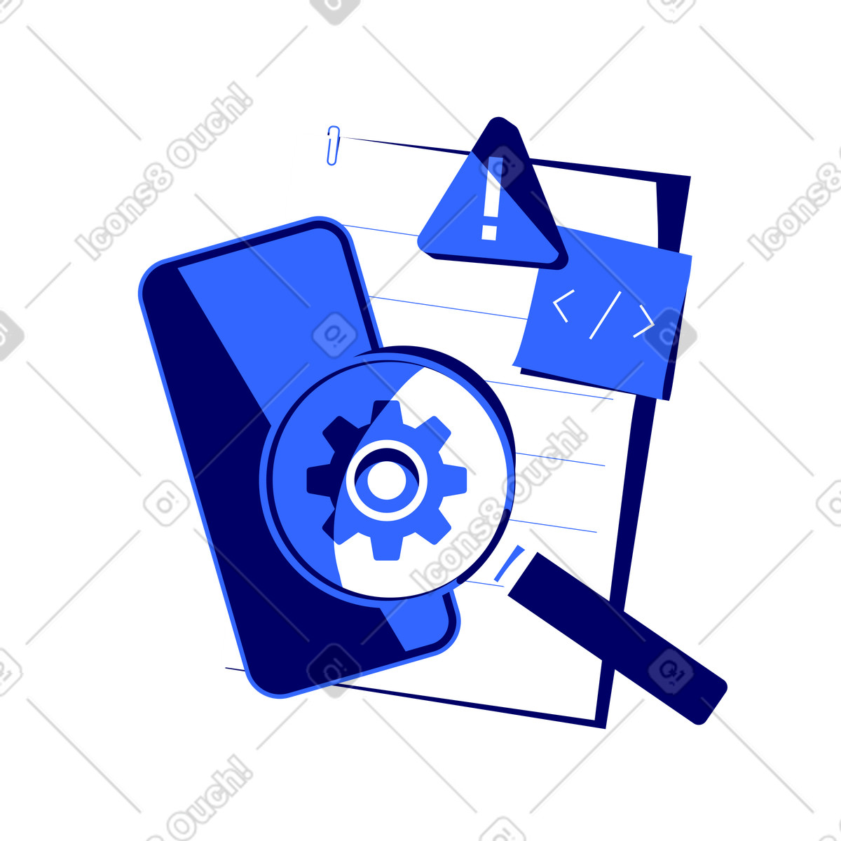 Test delle app mobili e report sui problemi illustrazione in stile Lounge scarica in PNG, SVG
