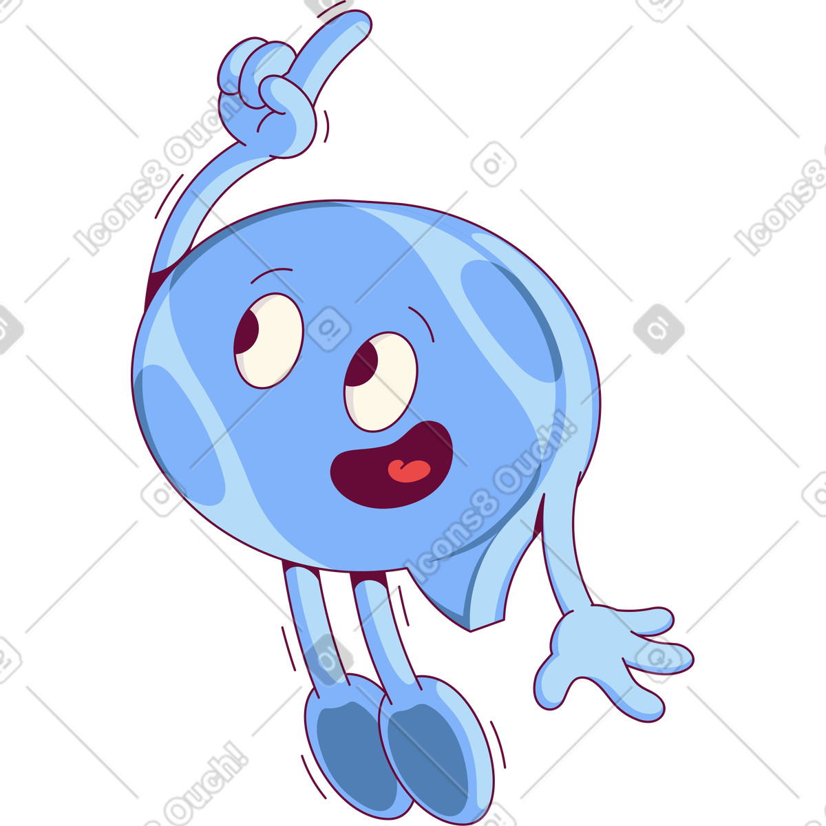 Handy 스타일의 Flying blue speech bubble 일러스트레이션 PNG, SVG 다운로드