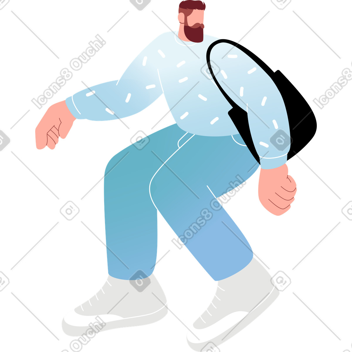 Ilustración Hombre con bolsa de compras en estilo Airy a descargar en PNG y SVG