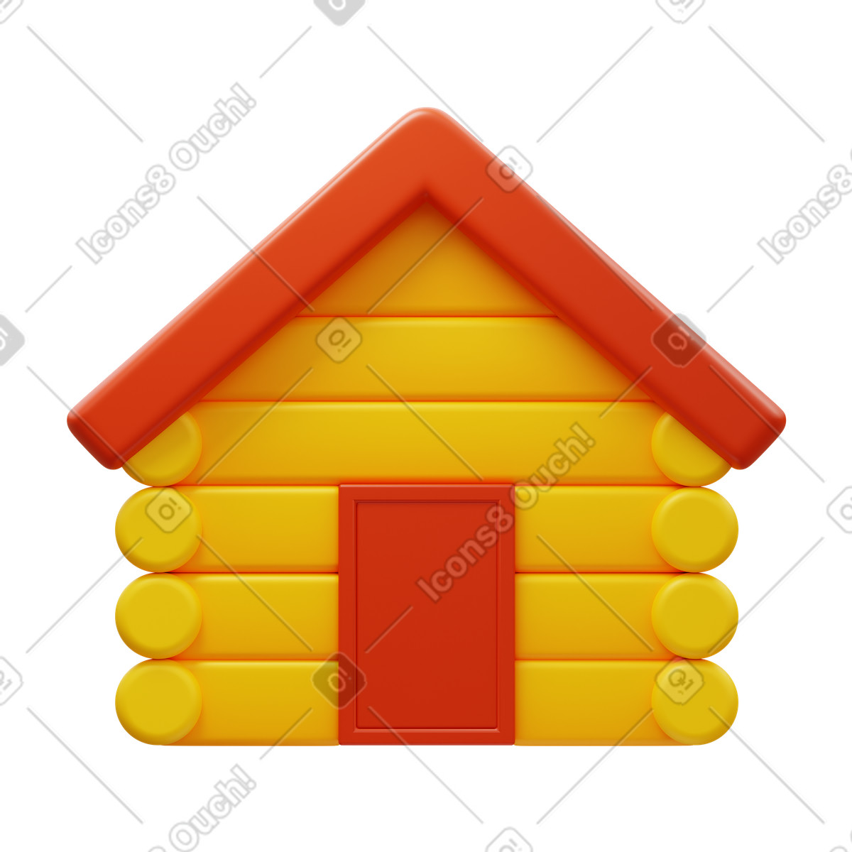 Log cabin illustration in 3D Fluency style download in PNG, SVG