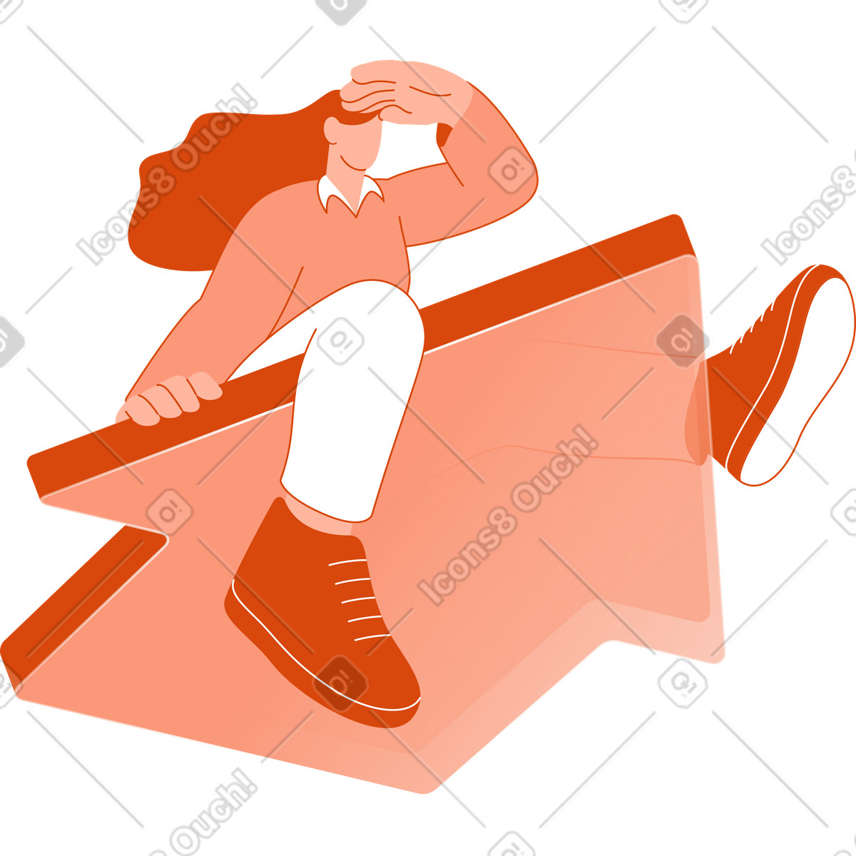 Ilustración Woman sitting on the cursor en estilo Orange a descargar en PNG y SVG