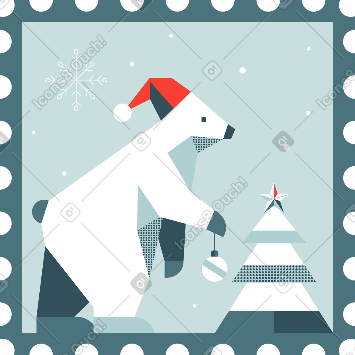 下载 Nordic 风格的 邮票熊 插画，支持 PNG、SVG 格式