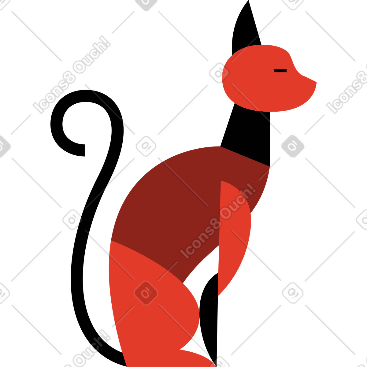 Ilustración Gato sentado en estilo Burgundy a descargar en PNG y SVG
