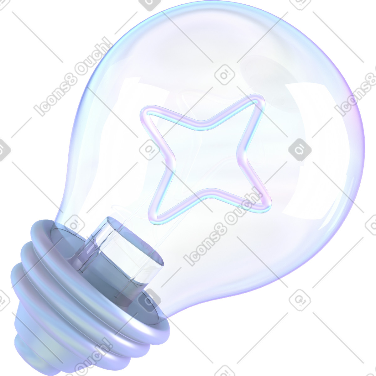 Ilustração de Glass bulb with AI star em no estilo 3D Glassy para baixar em PNG, SVG