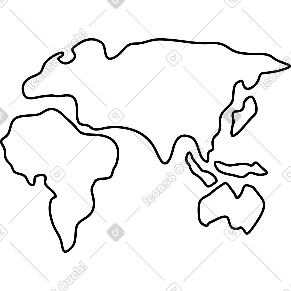 Illustration Carte du monde blanche avec les continents dans le style Transistor à télécharger aux formats PNG, SVG