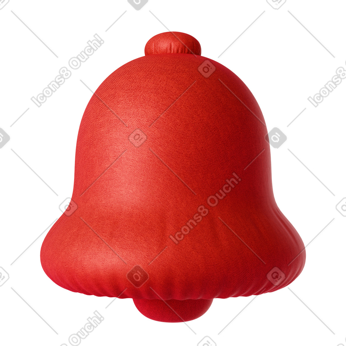 3D textured red bell illustration in Plush icons style download in PNG, SVG