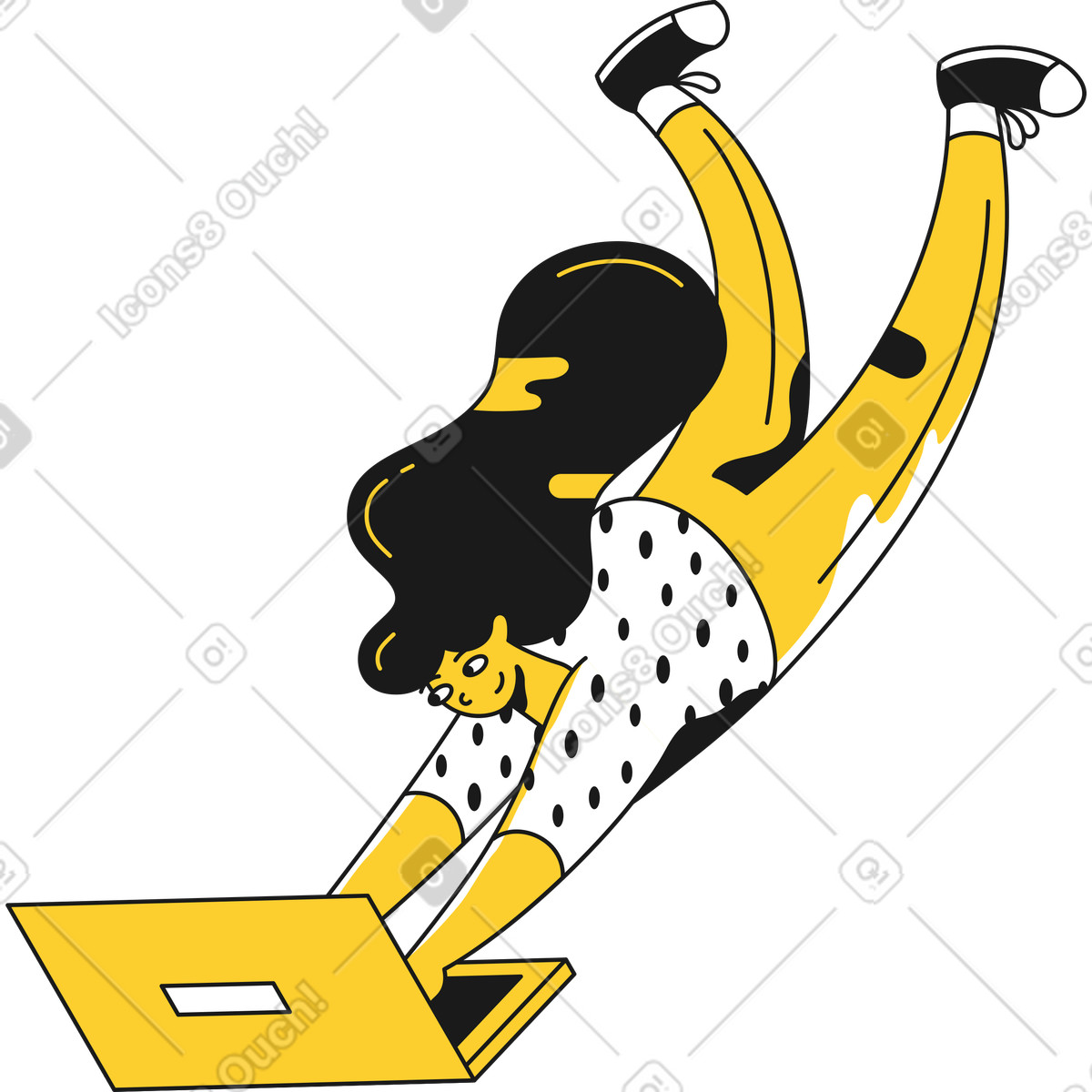 下载 Taxi 风格的 在笔记本电脑上工作的女孩 插画，支持 PNG、SVG 格式