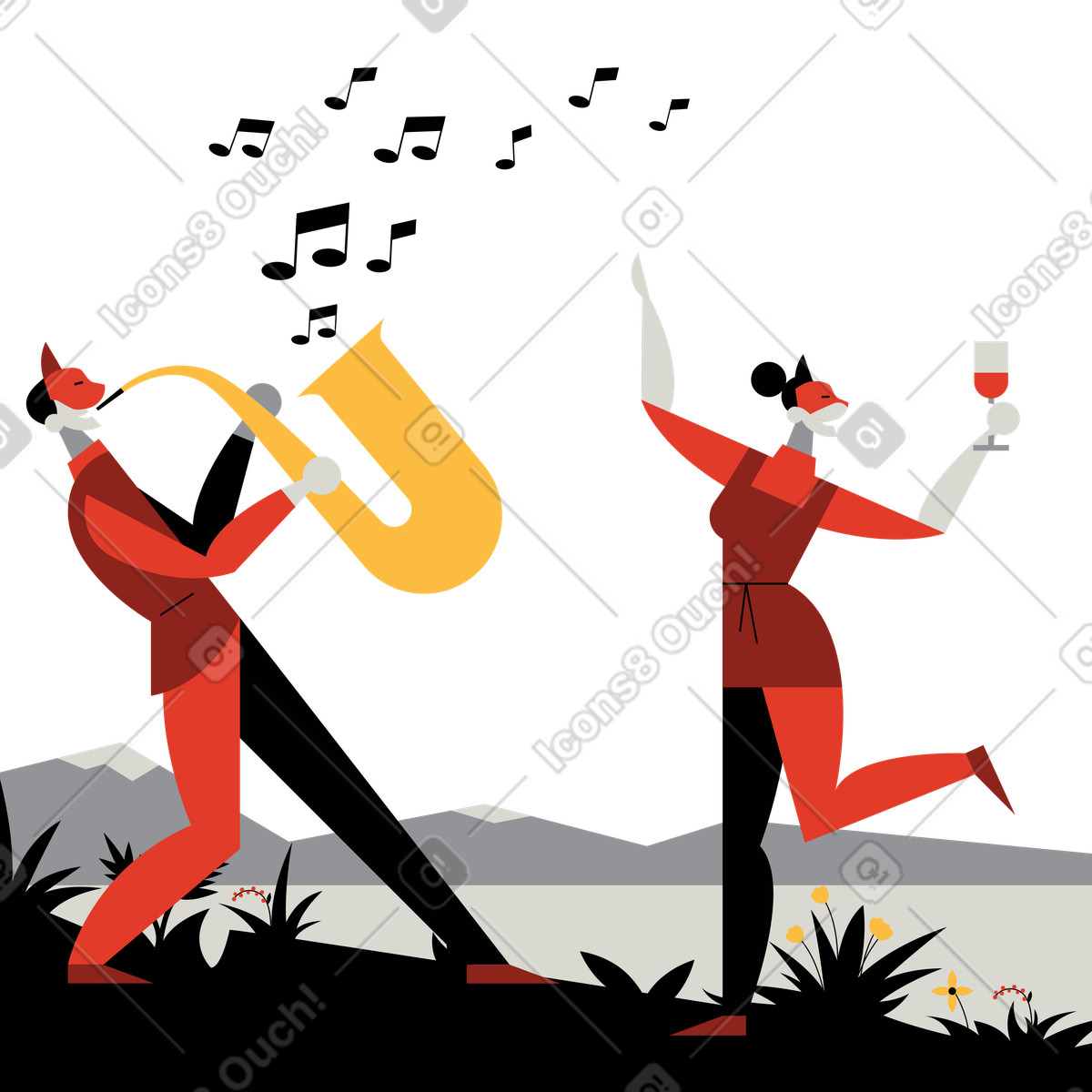 Ilustración Festival al aire libre en estilo Burgundy a descargar en PNG y SVG