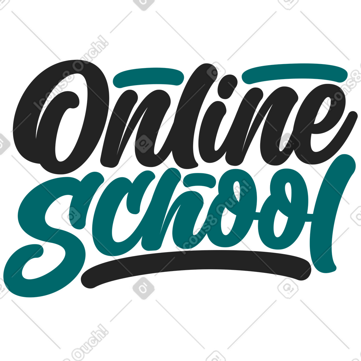 Lettering online school illustration in Sammy Line style download in PNG, SVG