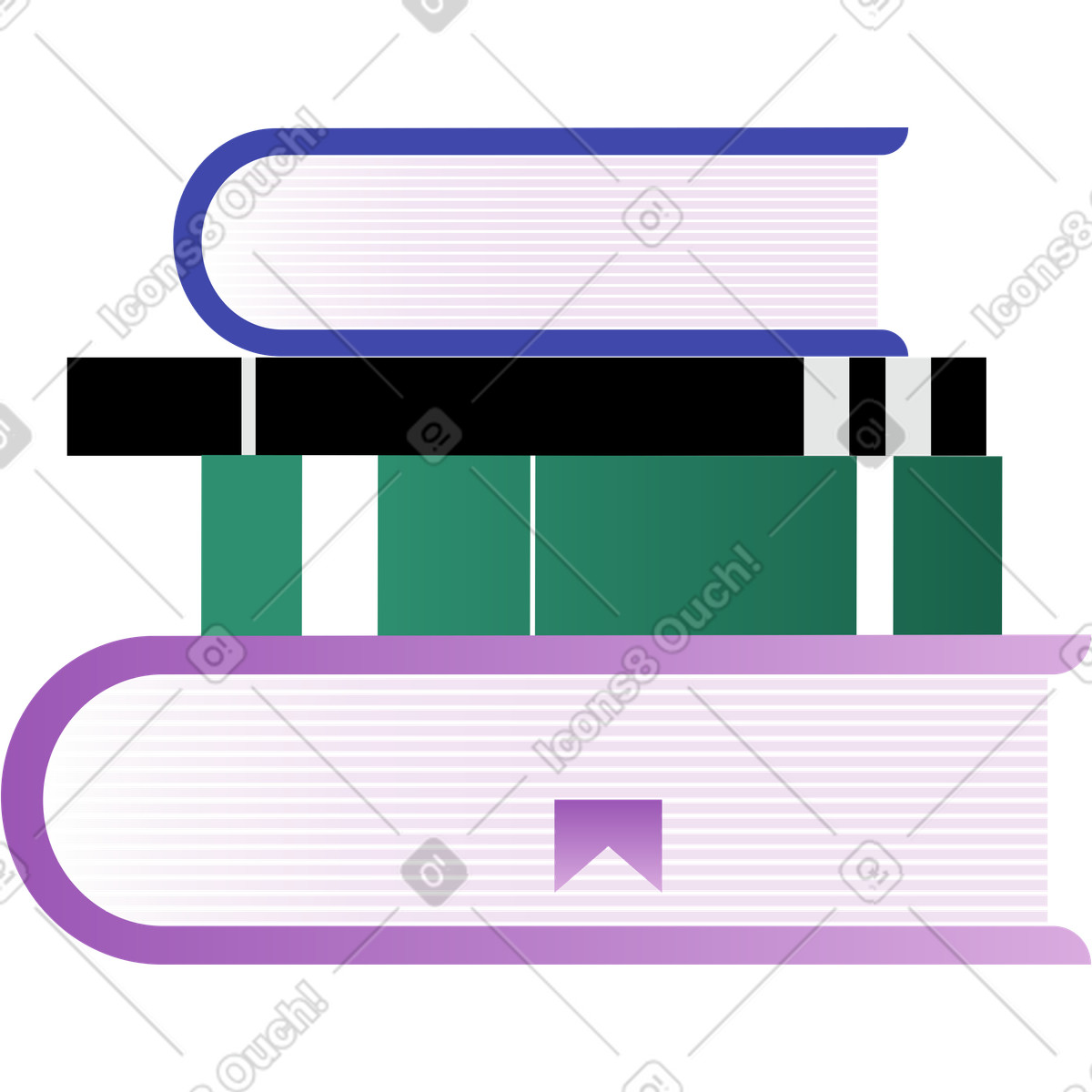 Stapel bunter bücher-Illustration im Wavy-Stil als Download in PNG, SVG