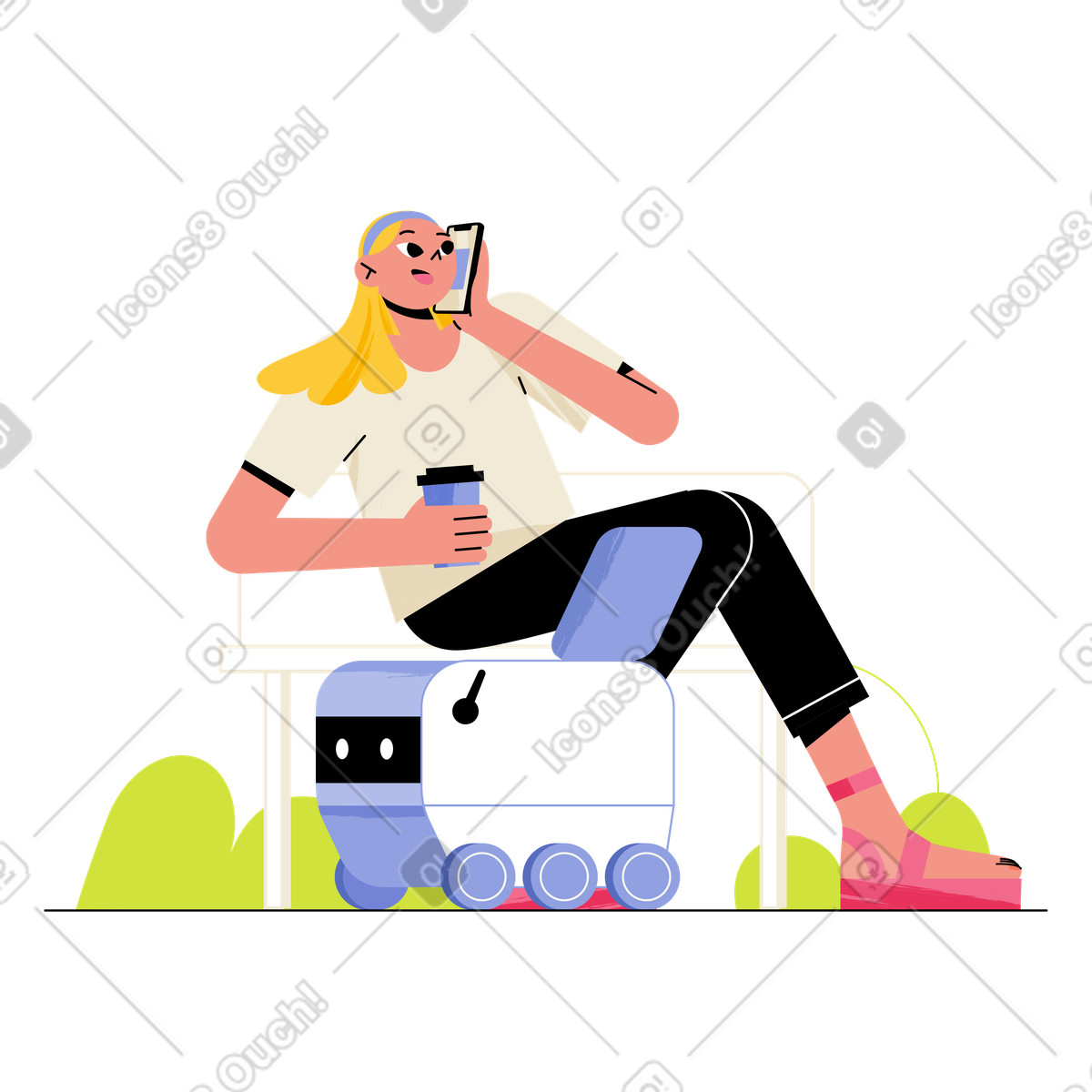 Ilustração de Receiving package from robot delivery, Last mile delivery innovation em no estilo Juicy para baixar em PNG, SVG
