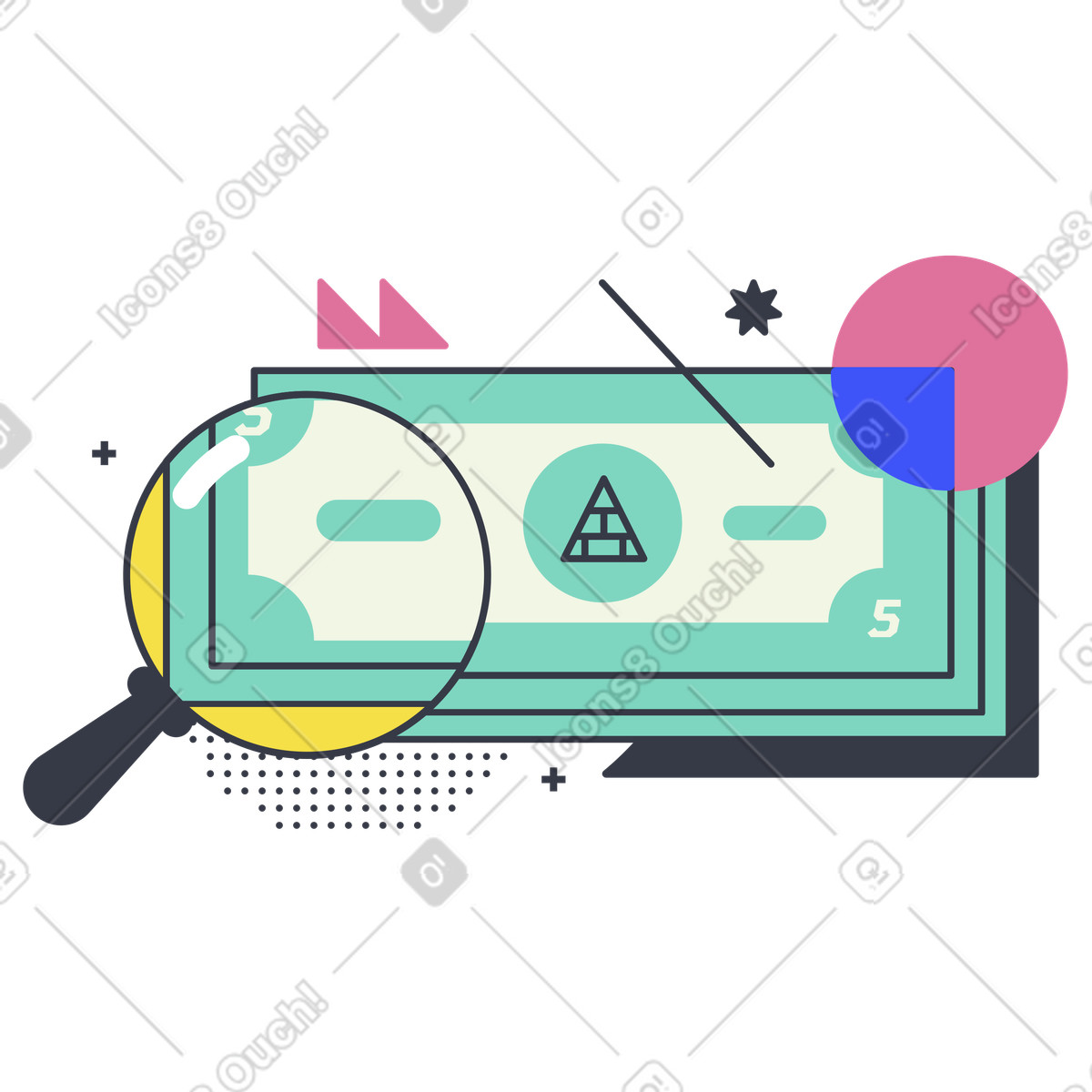 Analisi dettagliata delle spese sotto la lente d'ingrandimento illustrazione in stile Abstract scarica in PNG, SVG
