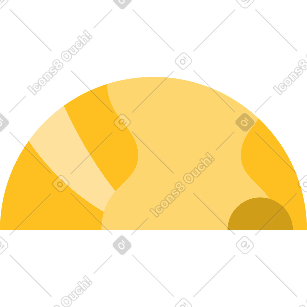 Strukturierter gelber halbkreis-Illustration im Bright-Stil als Download in PNG, SVG