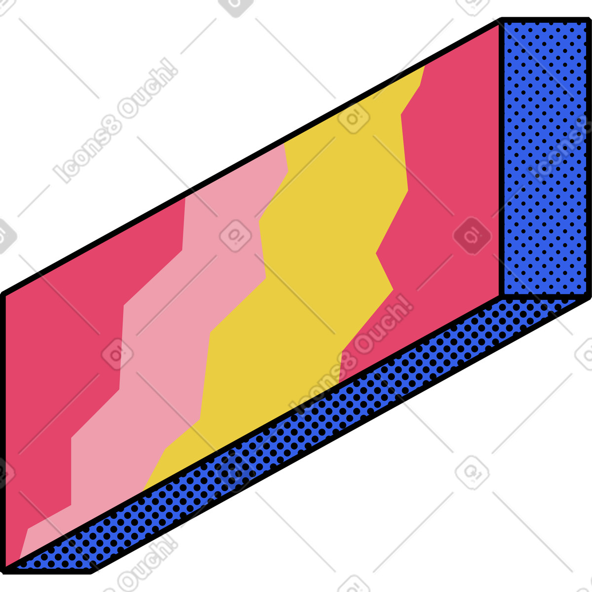 Parallelepiped perspective illustration in Memphis style download in PNG, SVG