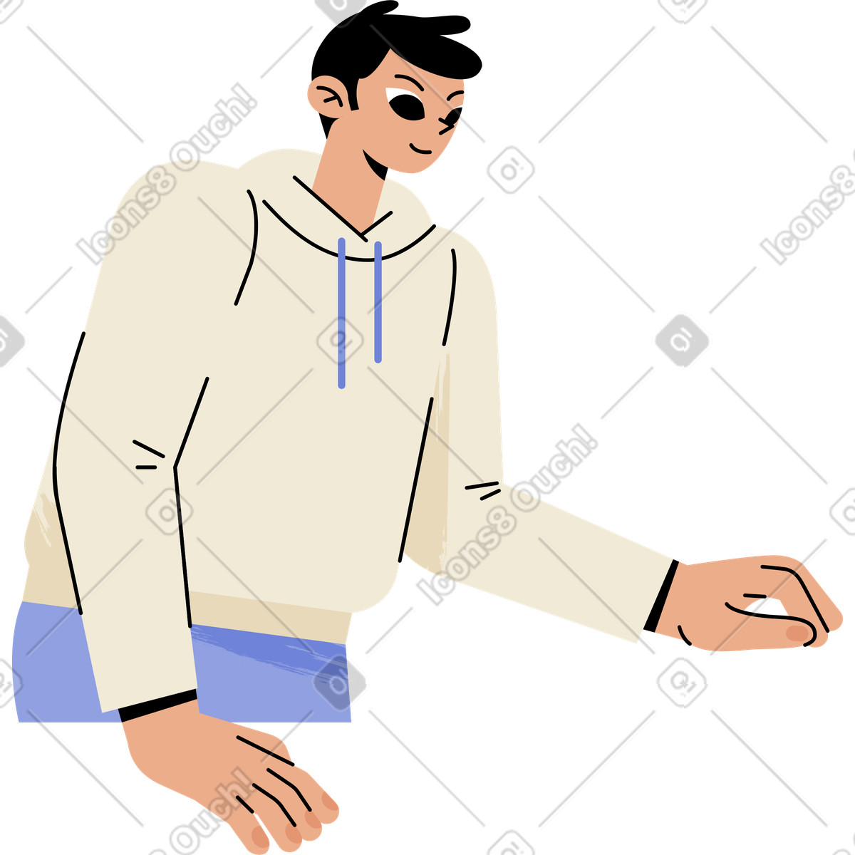 Man is standing leaning on his hand illustration in Juicy style download in PNG, SVG