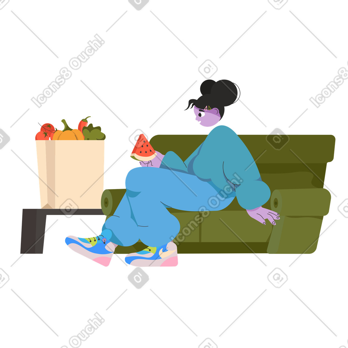 Abitudini alimentari sane illustrazione in stile Dizzy scarica in PNG, SVG
