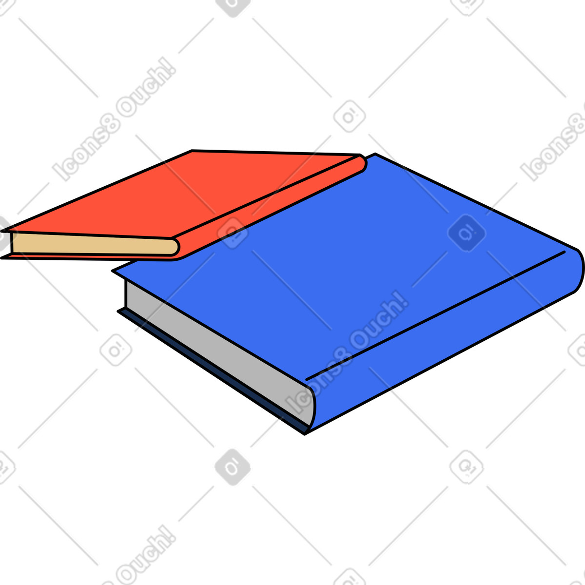 Neatly arranged books stack clipart illustration with academic style titles