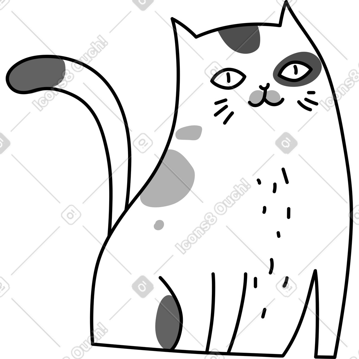 Half cat illustration in Purr style download in PNG, SVG
