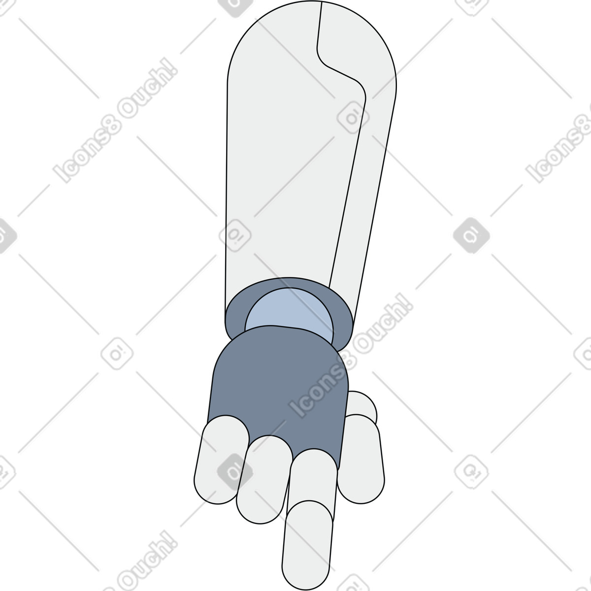 Ilustración Mano robótica en estilo Teko a descargar en PNG y SVG