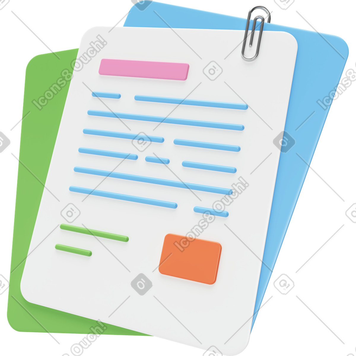 Sheets of documents illustration in PNG, SVG
