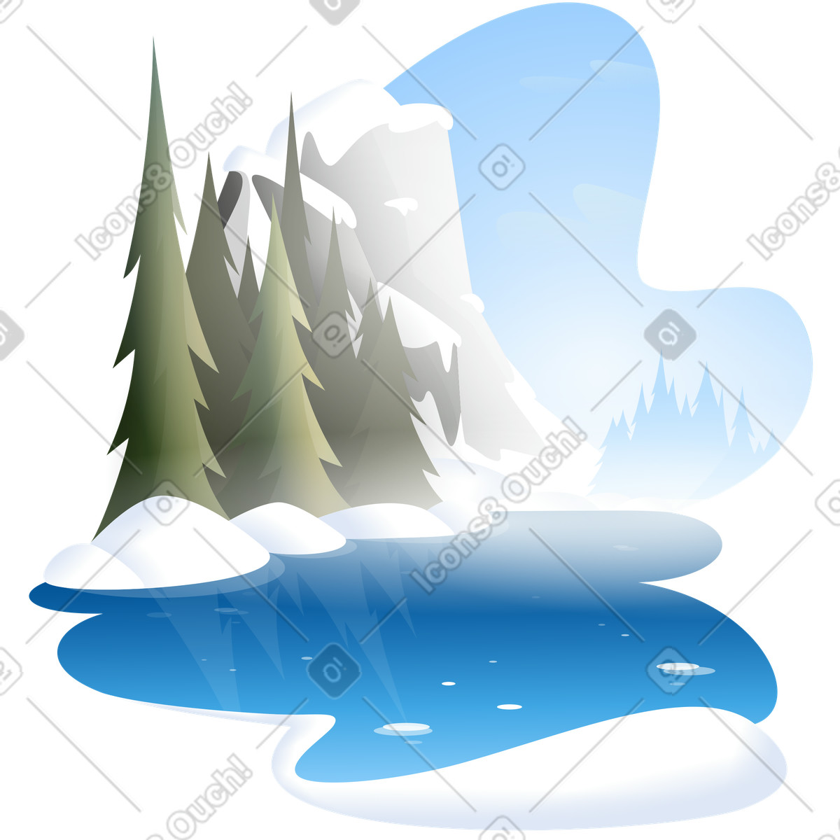 Иллюстрация Lakes in the mountains в стиле Vivid — скачать в форматах PNG, SVG