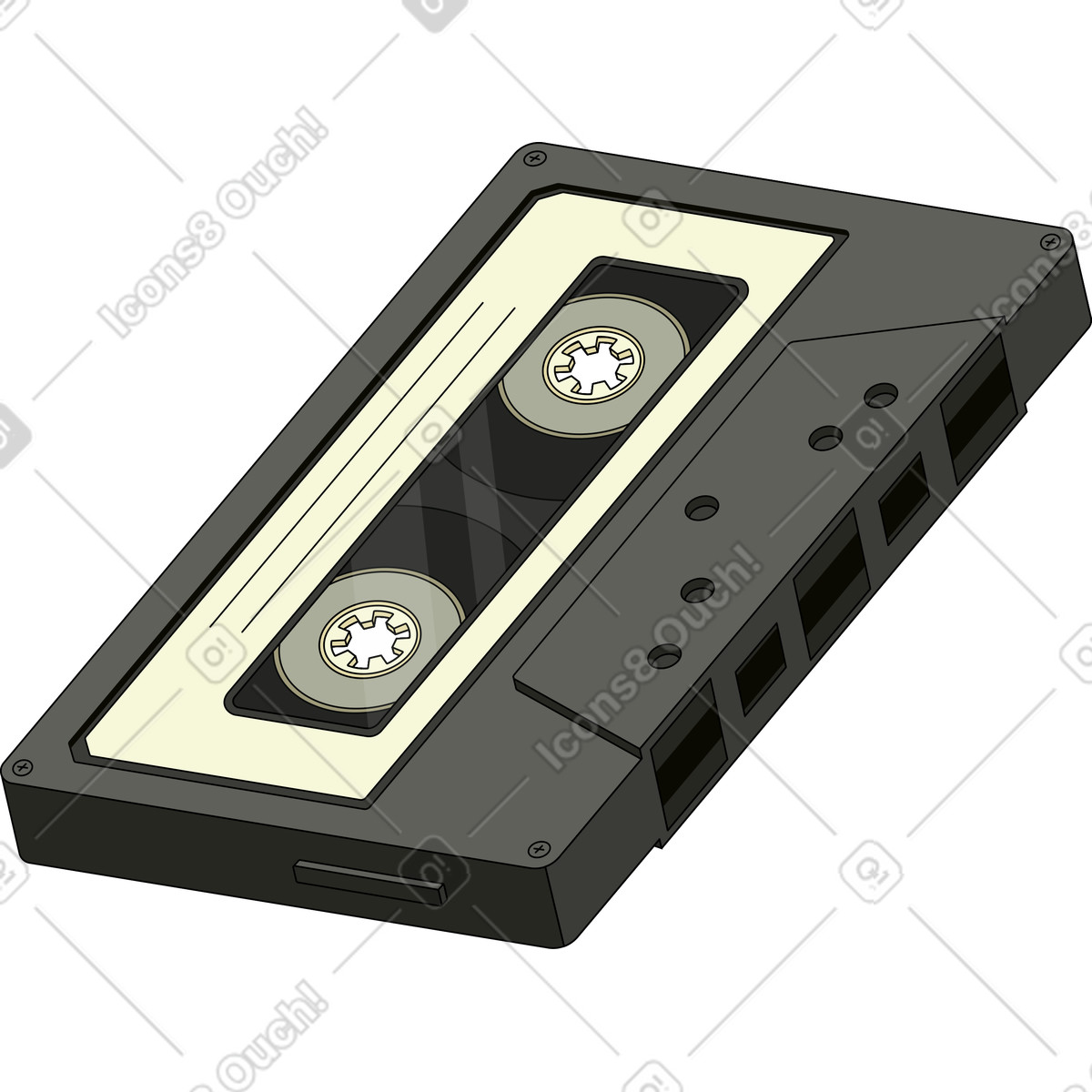 Cassette illustration in Retro style download in PNG, SVG