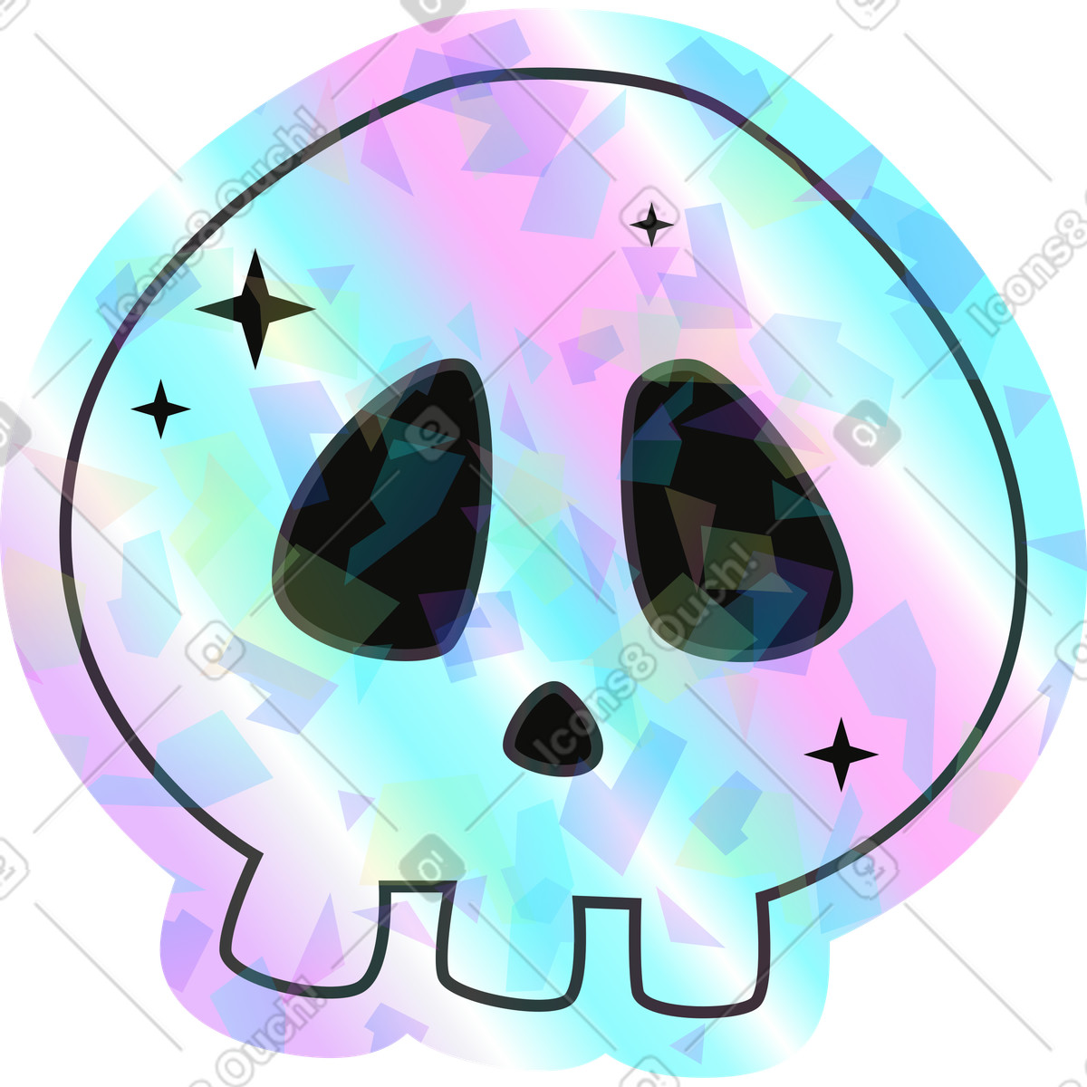 Illustration Crâne dans le style Holostickers à télécharger aux formats PNG, SVG