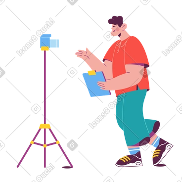 남자가 카메라로 브이로그를 찍고 있다 PNG, SVG