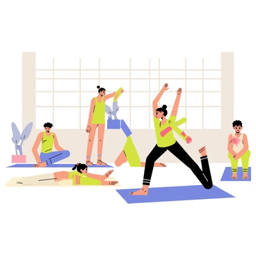 A pilates class with participants using resistance bands and focusing on core