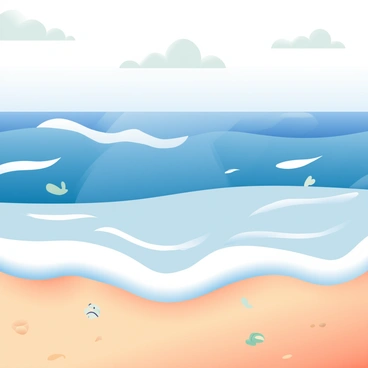 A textured photo of the ocean waves on a sandy beach