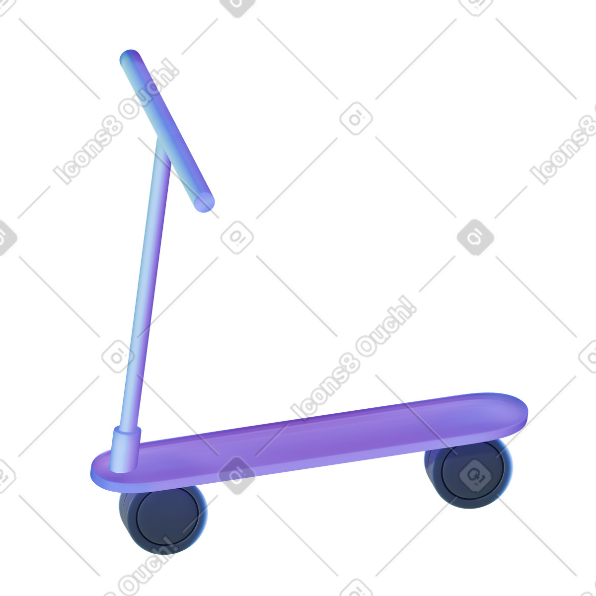 Lila tretroller-Illustration im 3D Airy-Stil als Download in PNG, SVG