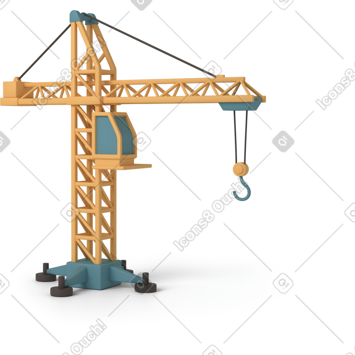Tower crane illustration in PNG, SVG