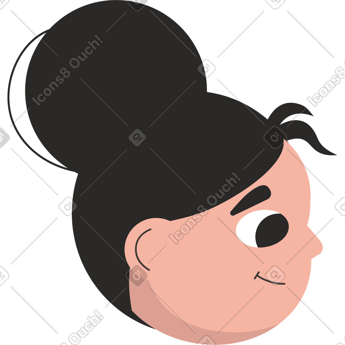 Girl's head illustration in Dizzy style download in PNG, SVG