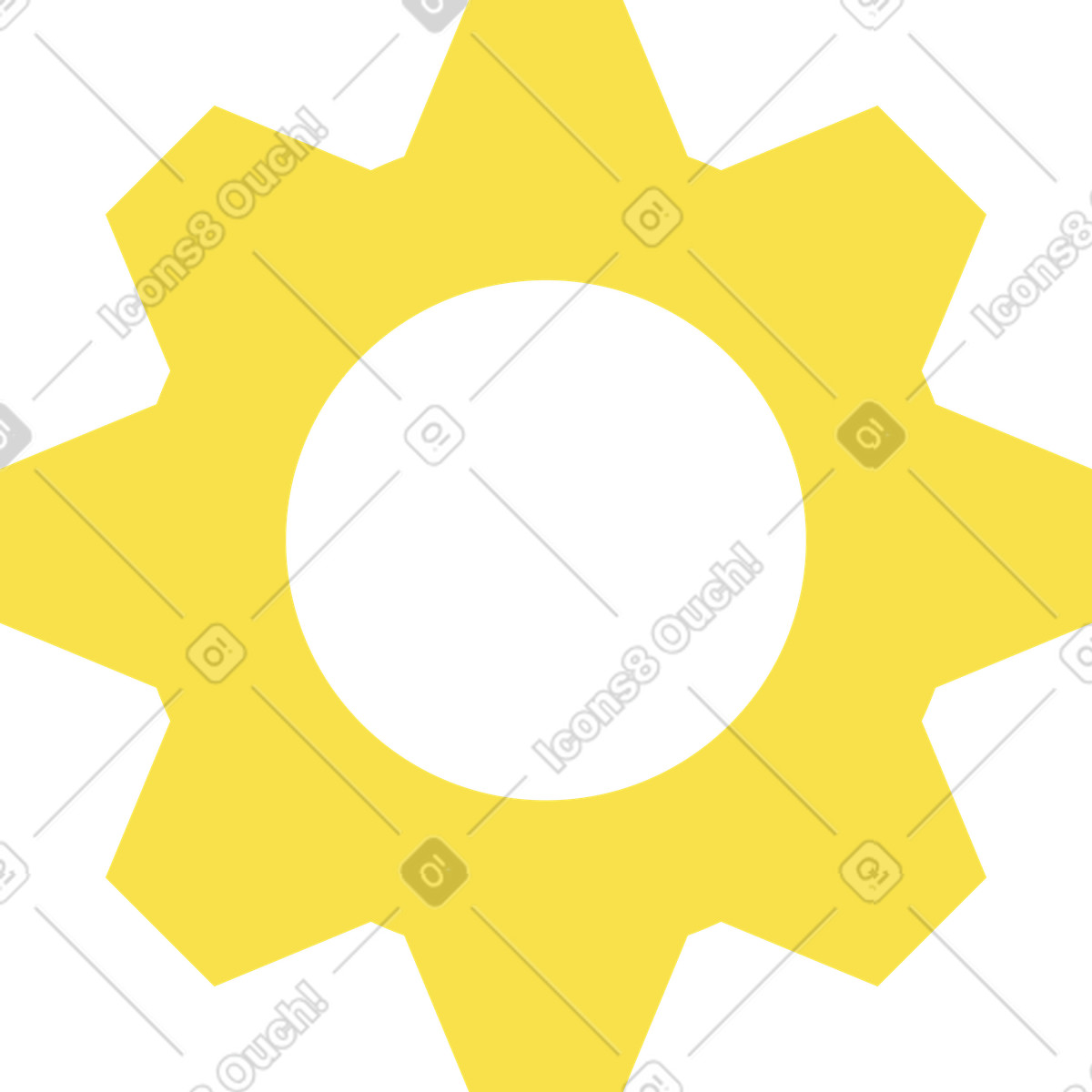Ingranaggio giallo illustrazione in stile Knotty scarica in PNG, SVG