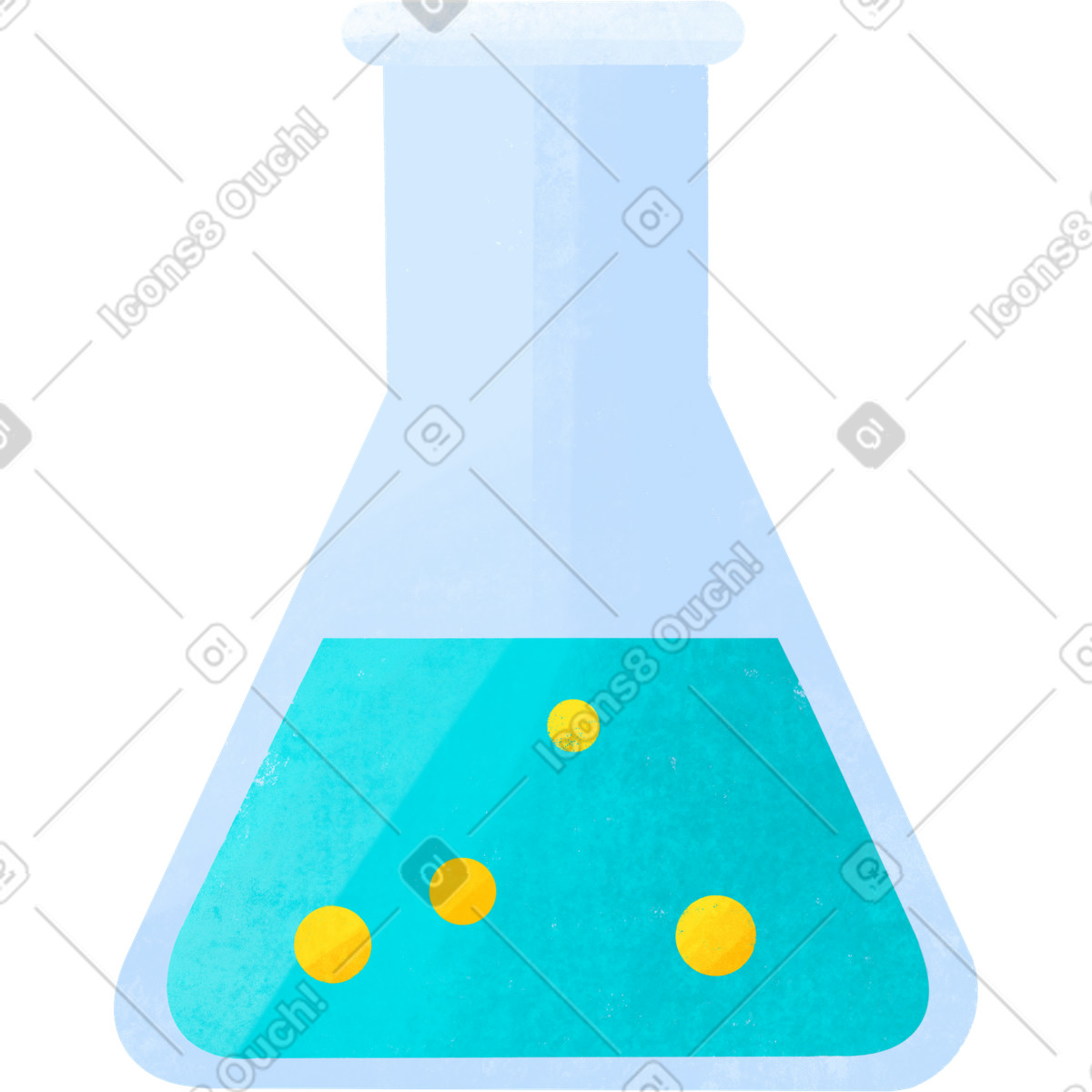 Medical flask with blue liquid illustration in Bonbon style download in PNG, SVG