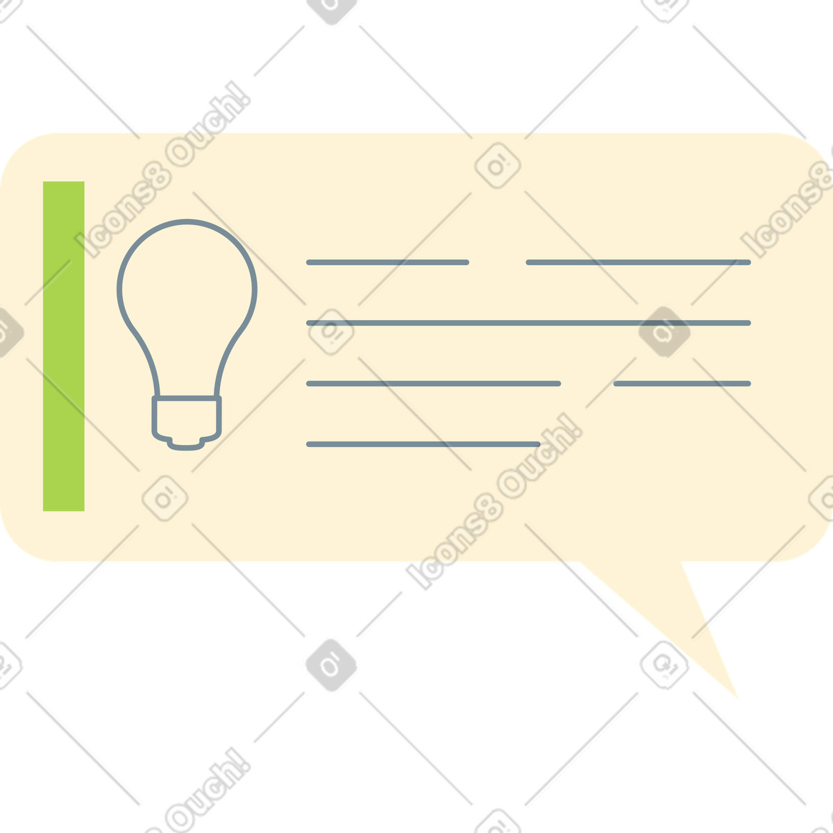 Illustration Bulle de dialogue avec une ampoule et tâche dans le style Catchy à télécharger aux formats PNG, SVG