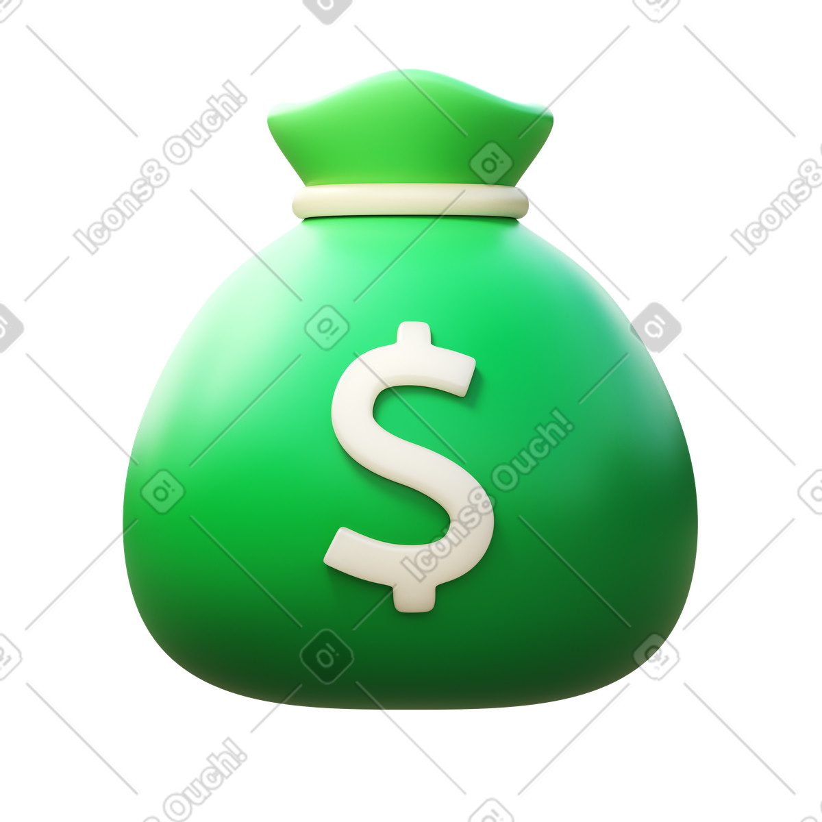 下载 3D Fluency 风格的 美元钱袋 插画，支持 PNG、SVG 格式