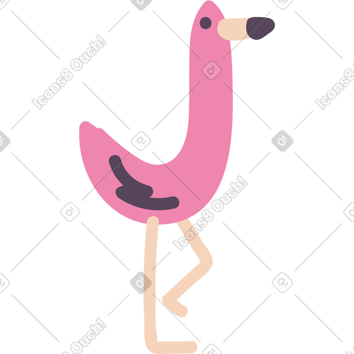 Ilustração de Flamingo em no estilo Pluto para baixar em PNG, SVG